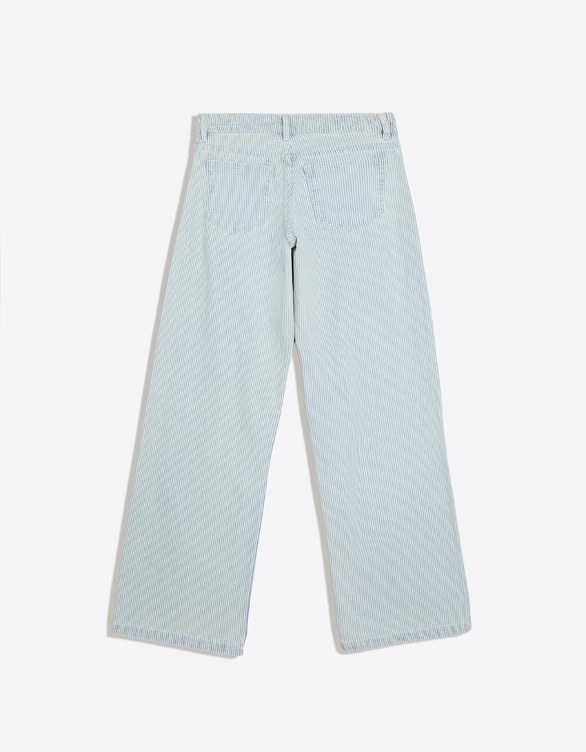 Straight-leg striped trousers-Washed out blue