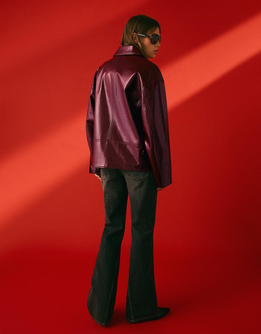 Műbőr kamionosdzseki-Piros