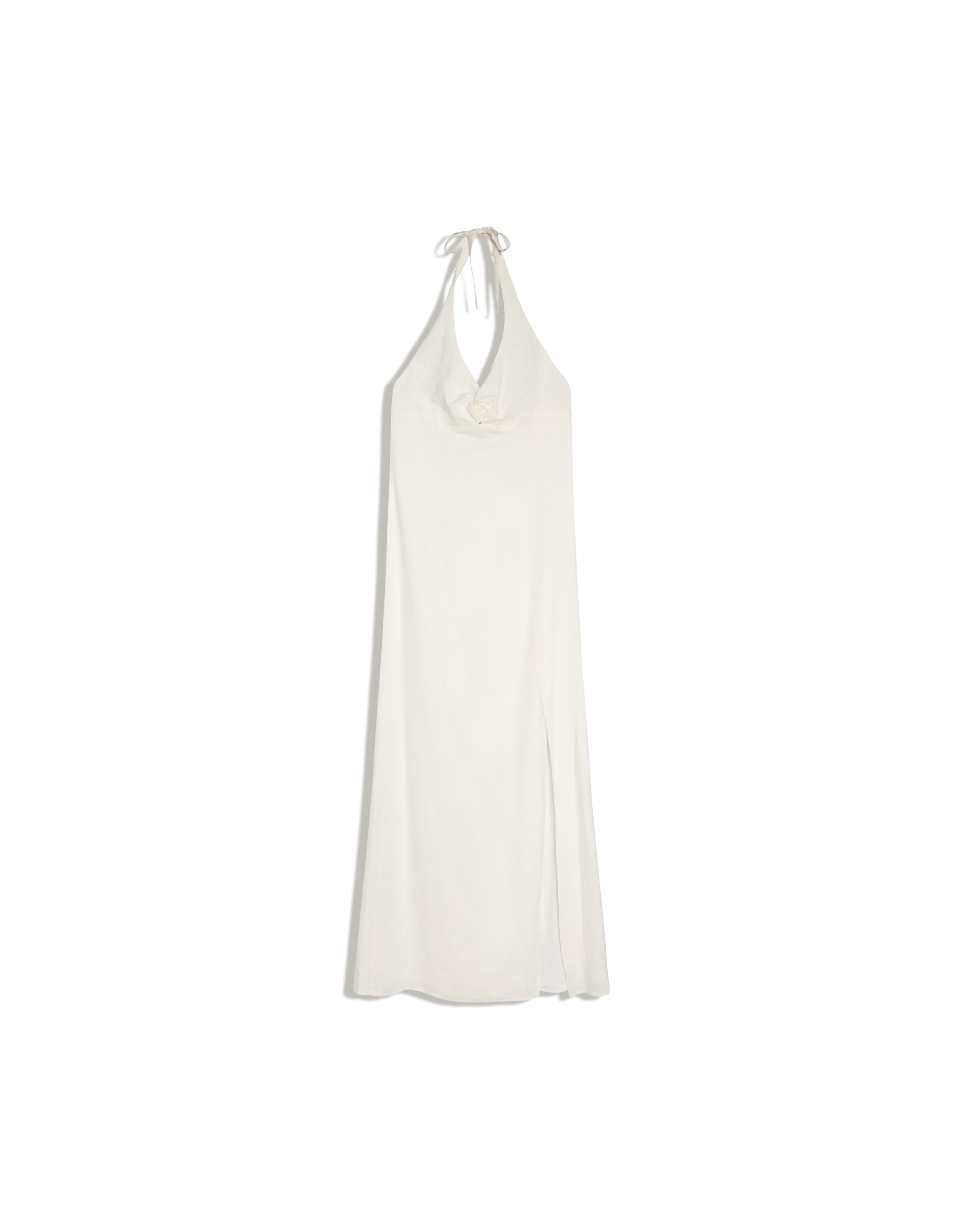 Halter midi dress with linen — White