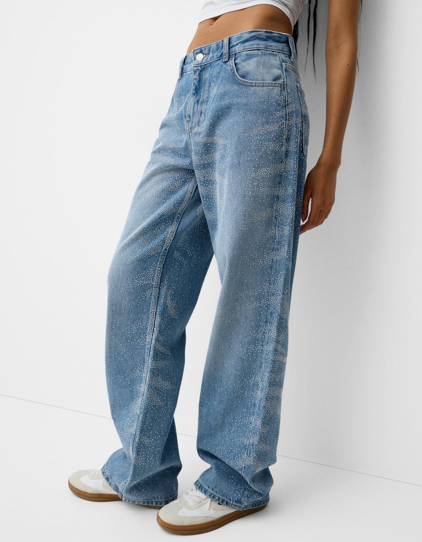 ‘90s rhinestone jeans - Women | Bershka