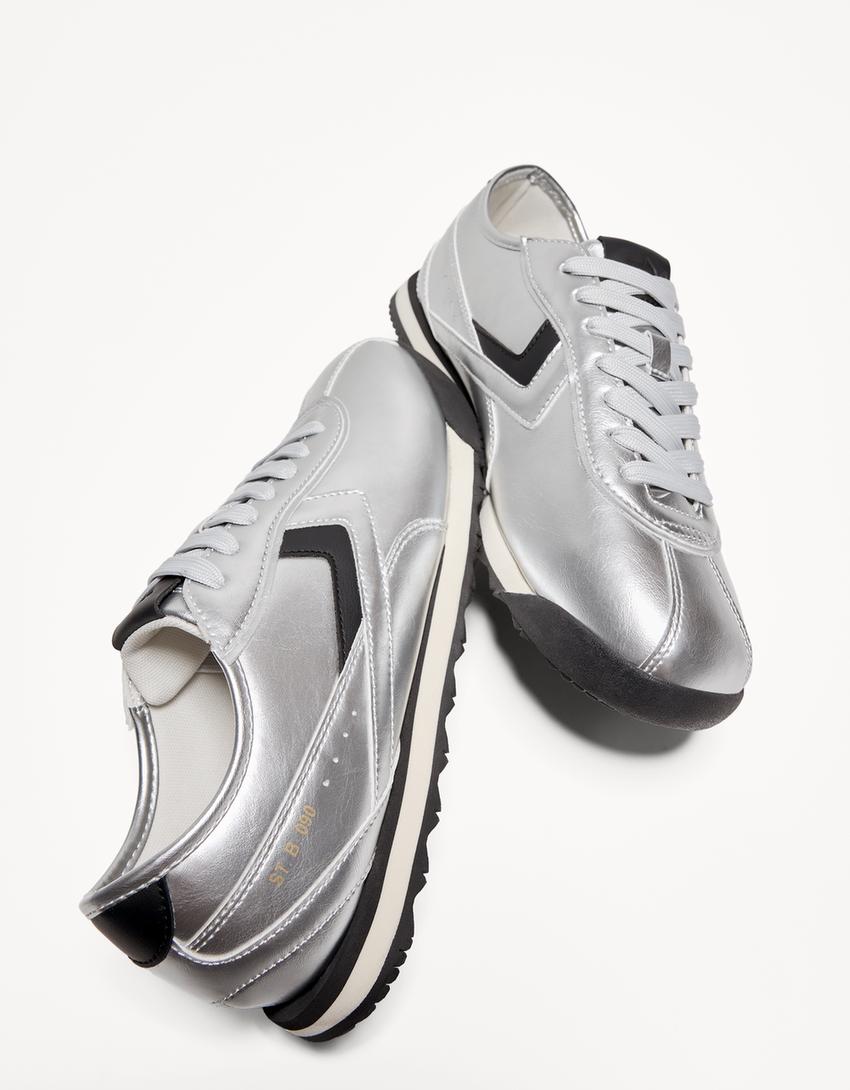 Zapatilla deportiva retro-Plata-4