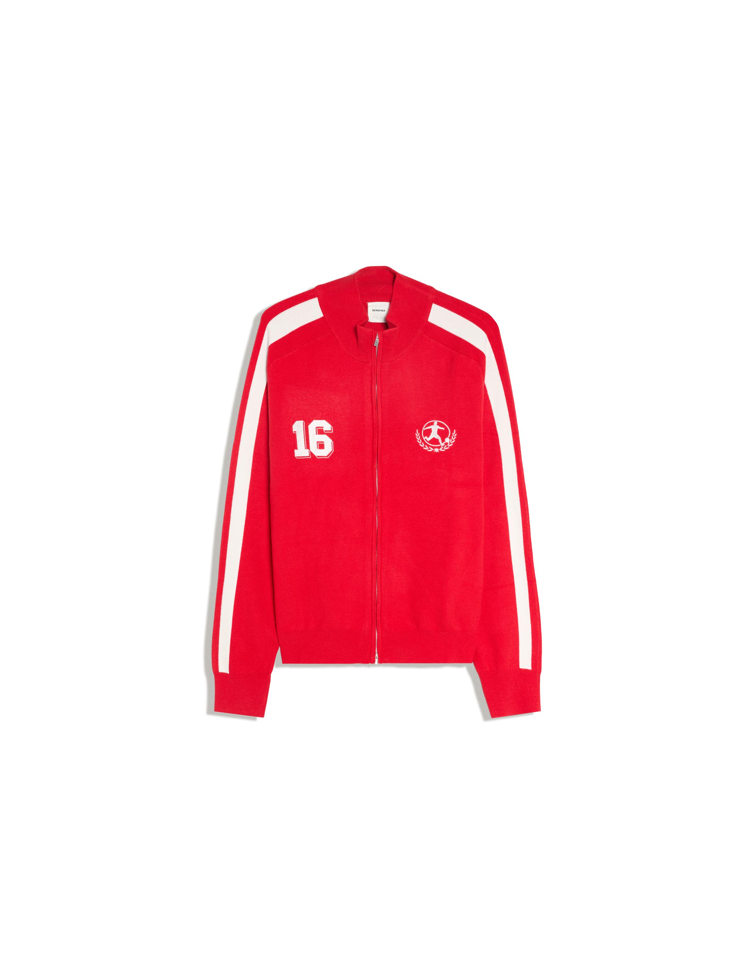 Embroidered zip-up jacket — Red