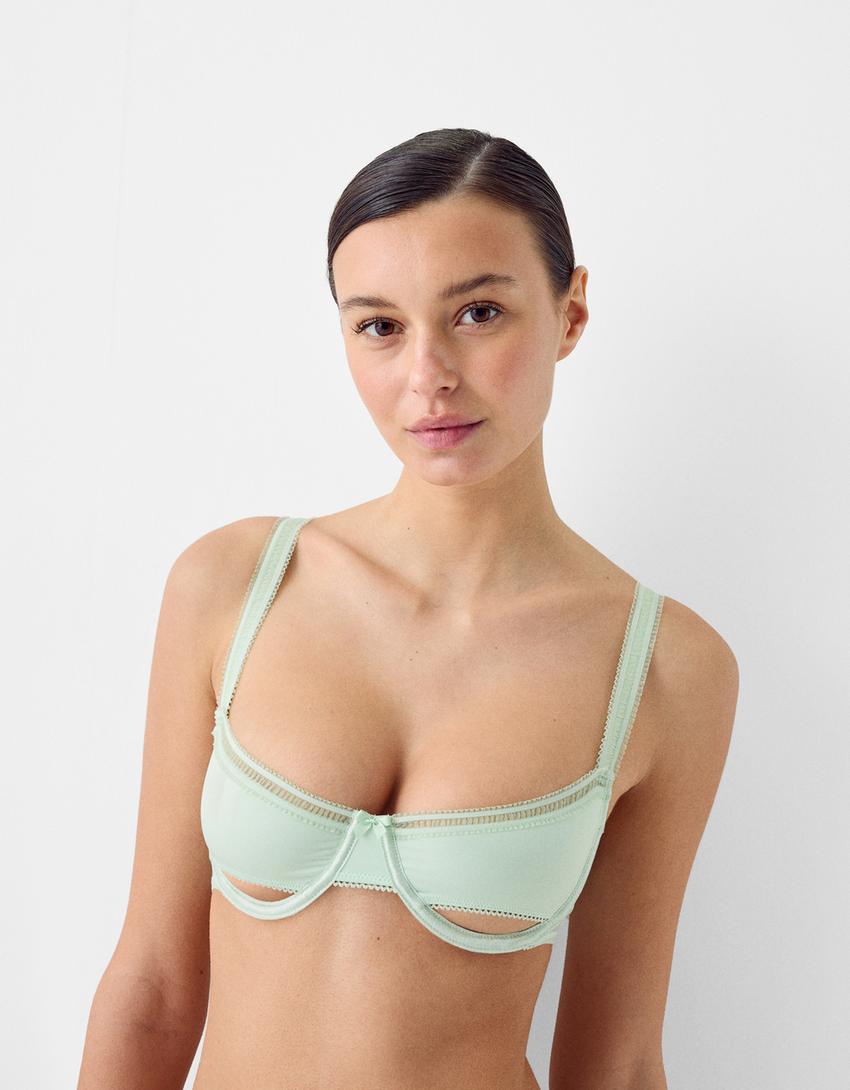 Soutien-gorge armatures cut out-Vert-2