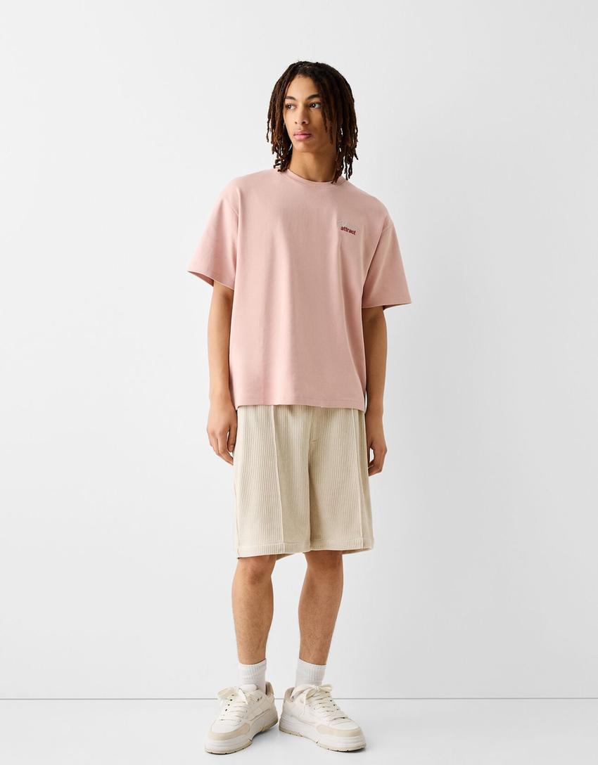 Loose fit chenille Bermuda shorts-Sand-3