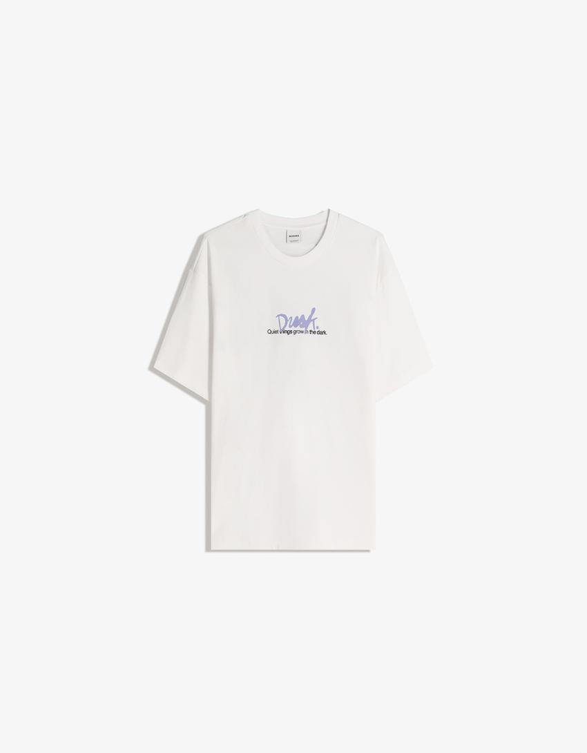 Camiseta manga corta print-Blanco