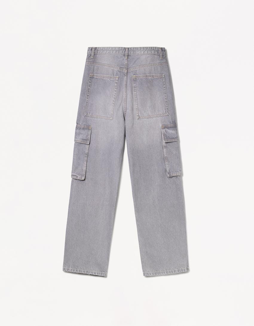 Baggy cargo jeans-Grey