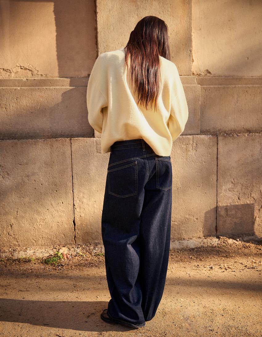 Oversize rib altı kazak-Sarı