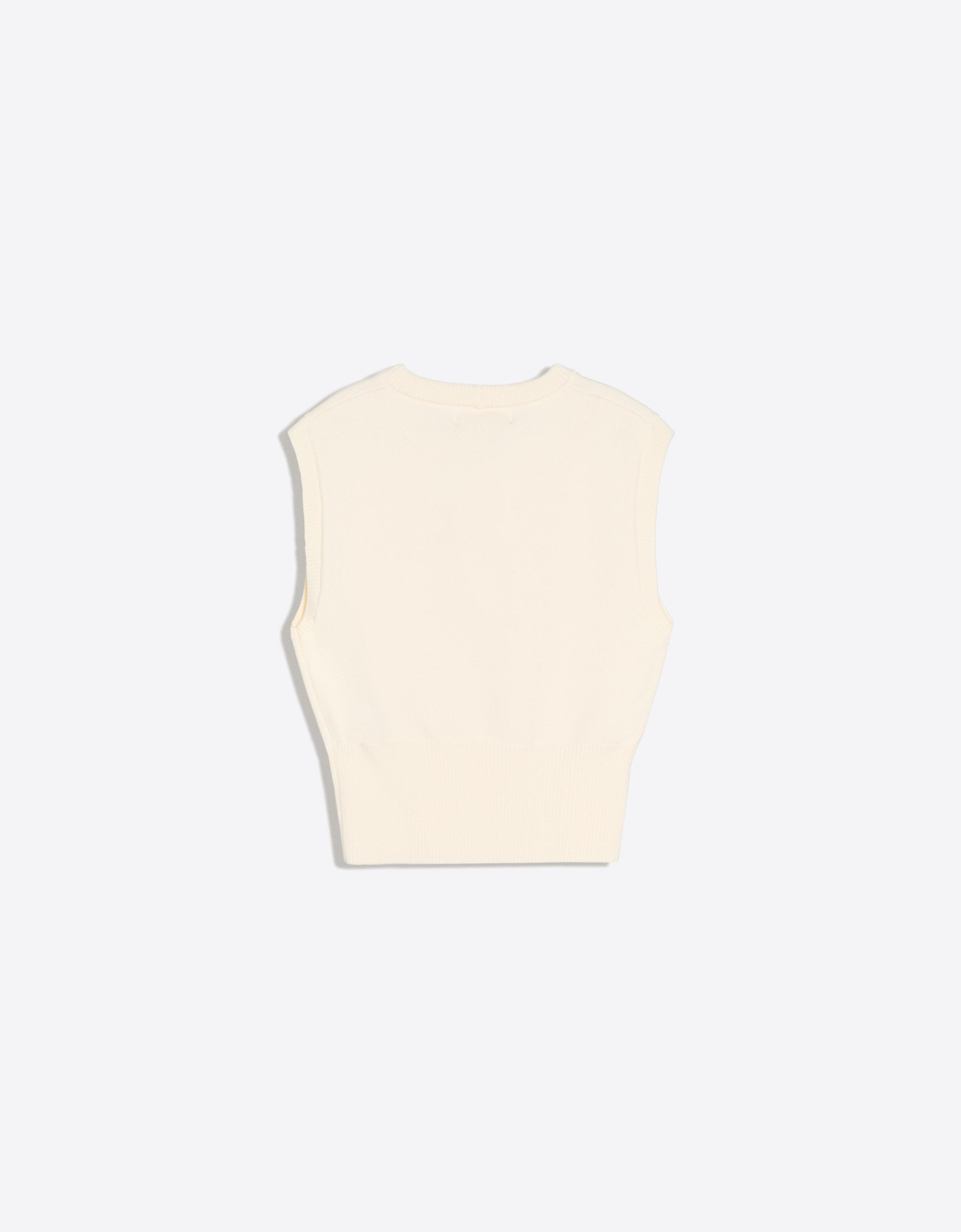 Round neck knit vest — Cream