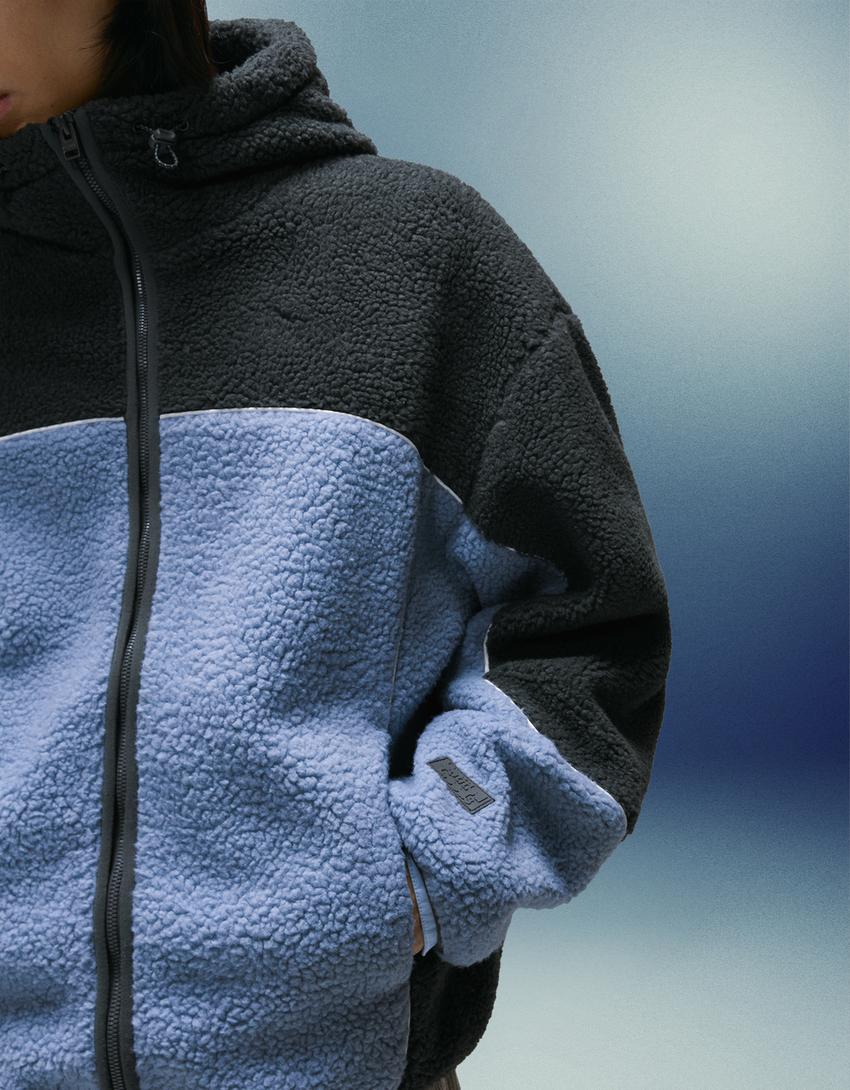 Faux shearling jacket-Light blue