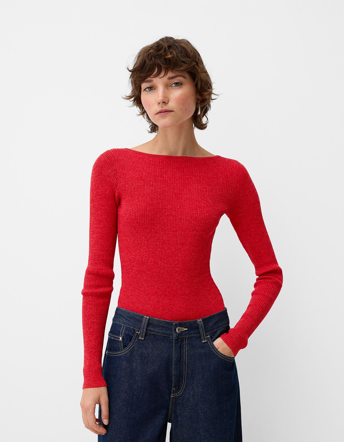 Bershka Body Manga Larga Espalda Descubierta Mujer S Rojo