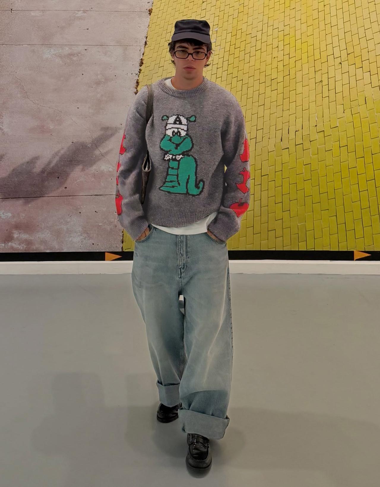 Round neck wool jumper ARIES X BERSHKA — Grey