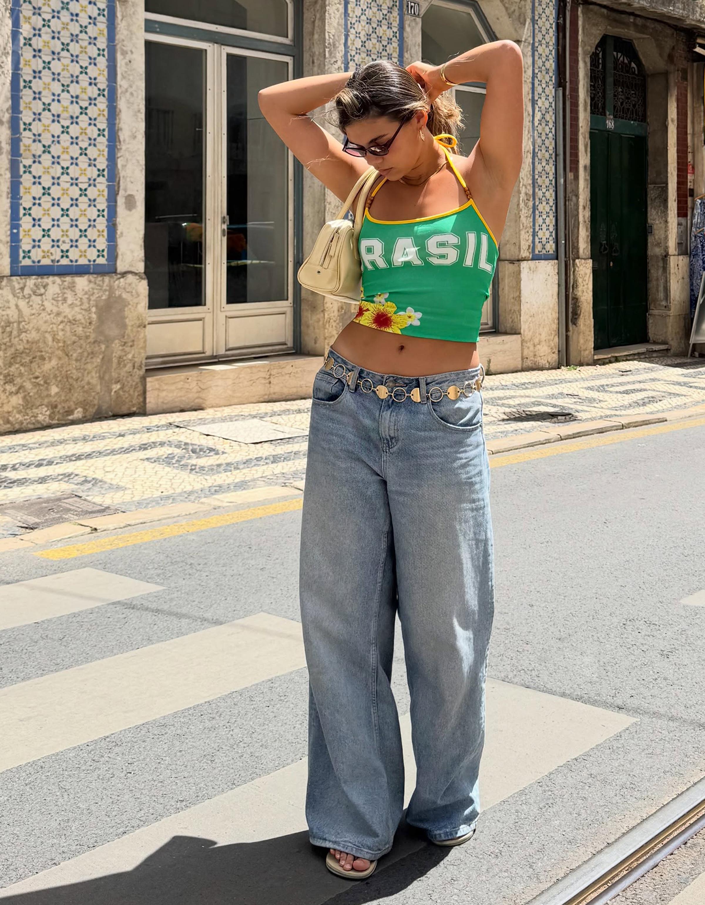 Printed halter top — Green