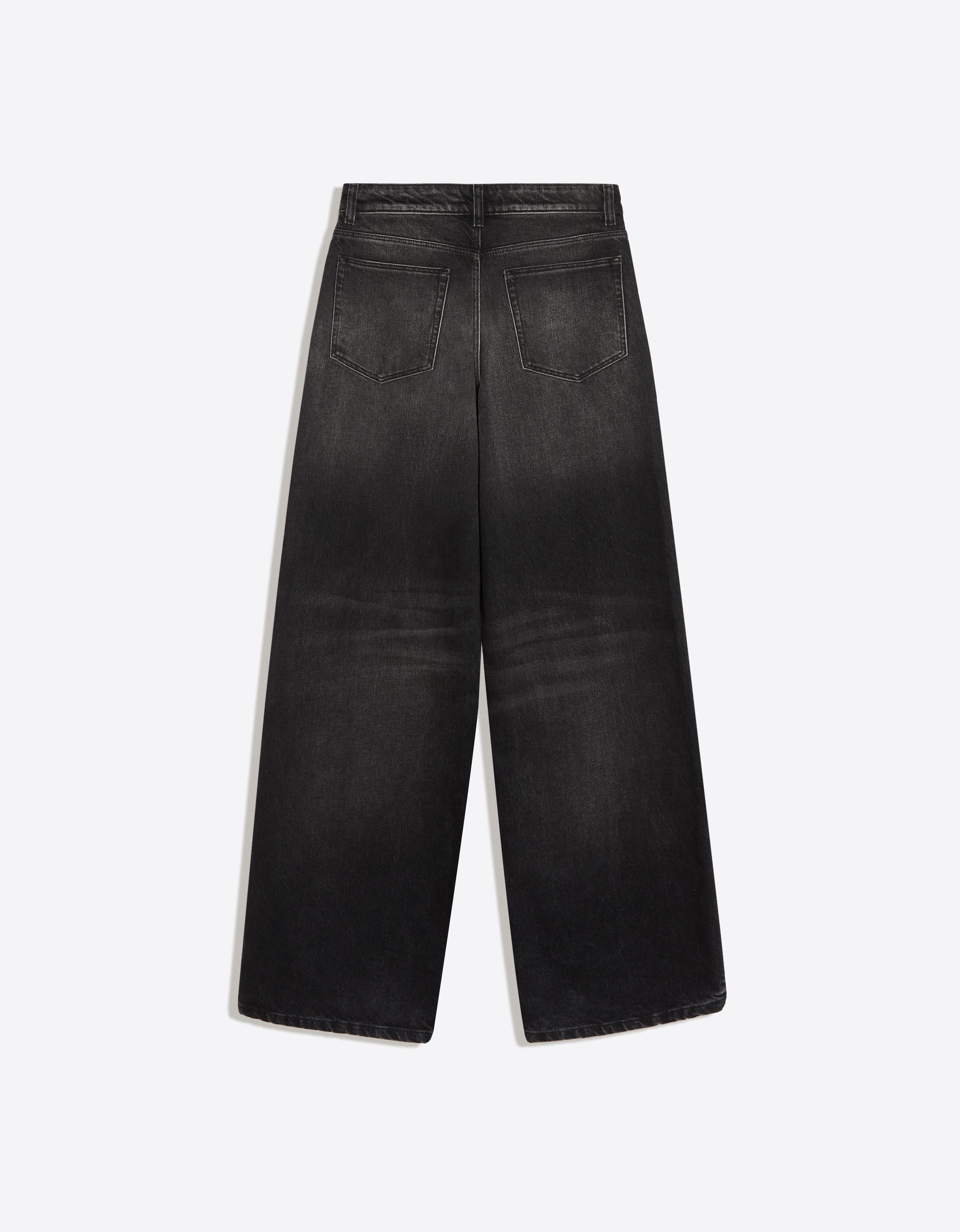 Vintage wash wide-leg high-waist jeans — Black