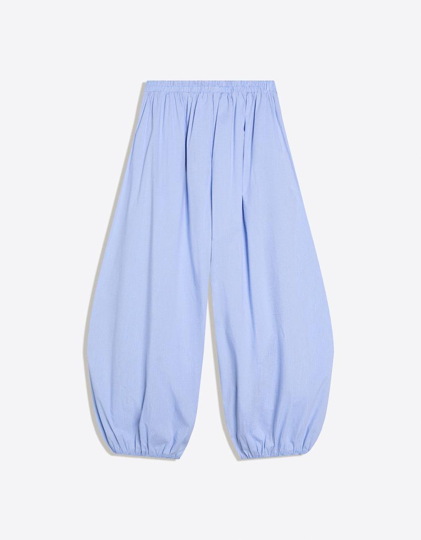 Pantalon bloomer popeline-Bleu