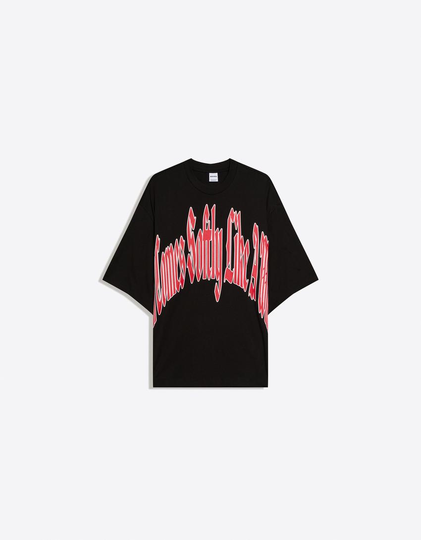 Short sleeve print T-shirt-Black