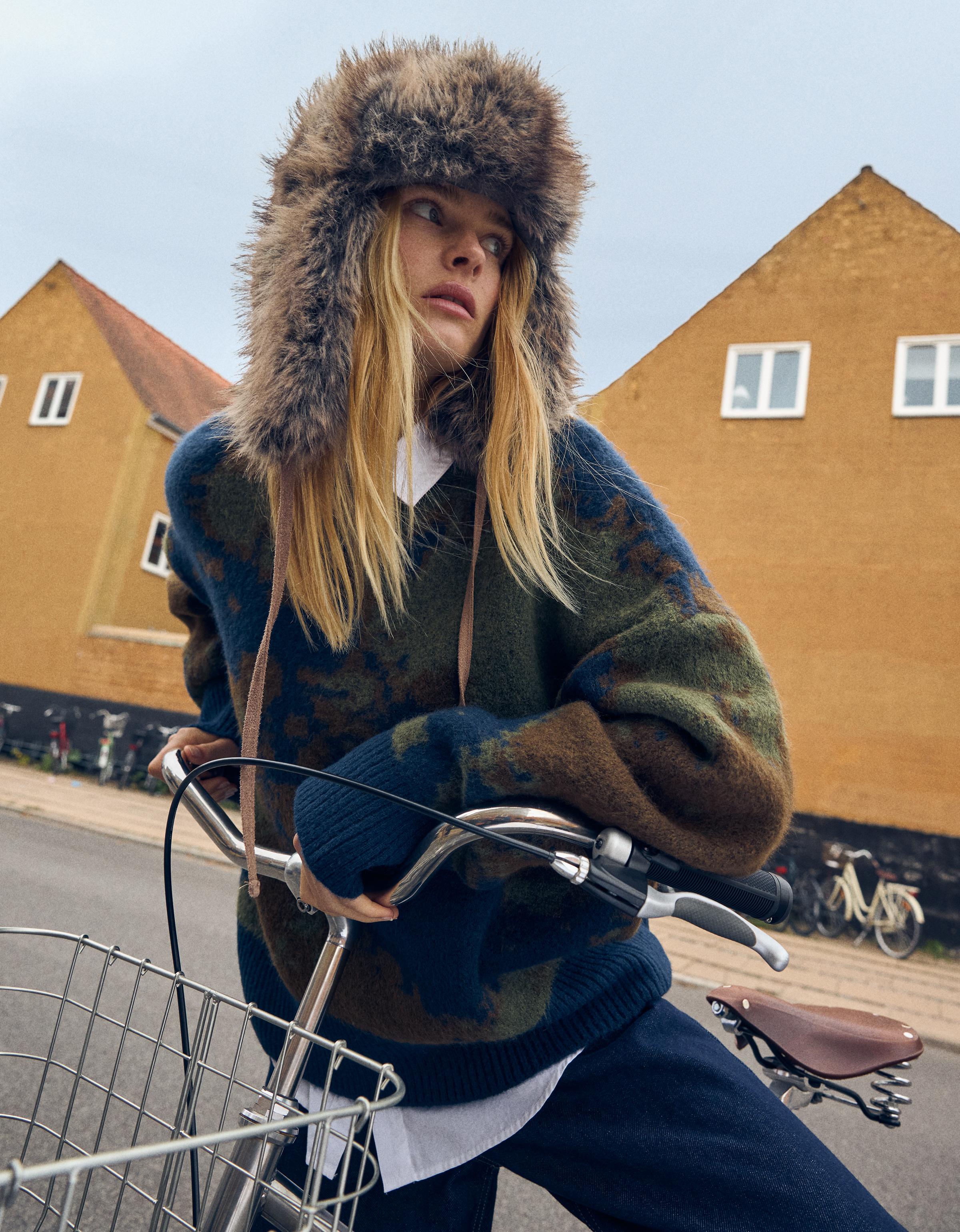 Bershka Jersey Mit Print Damen Xs Grün