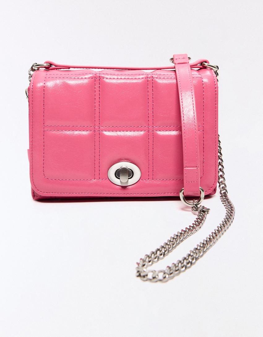 Mini padded leather effect bag-Pink