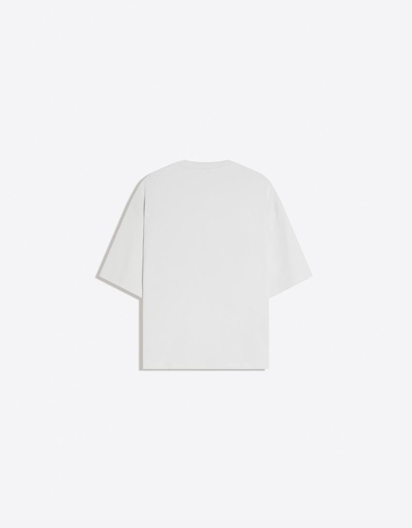 T-Shirt mit kurzen Ärmeln und Print-Steinfarbe