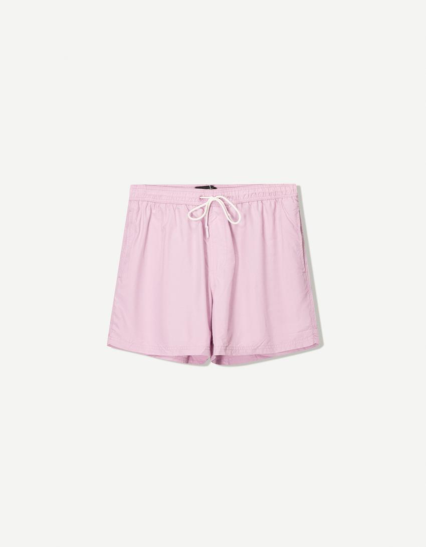 Short de bain uni-Violet-3