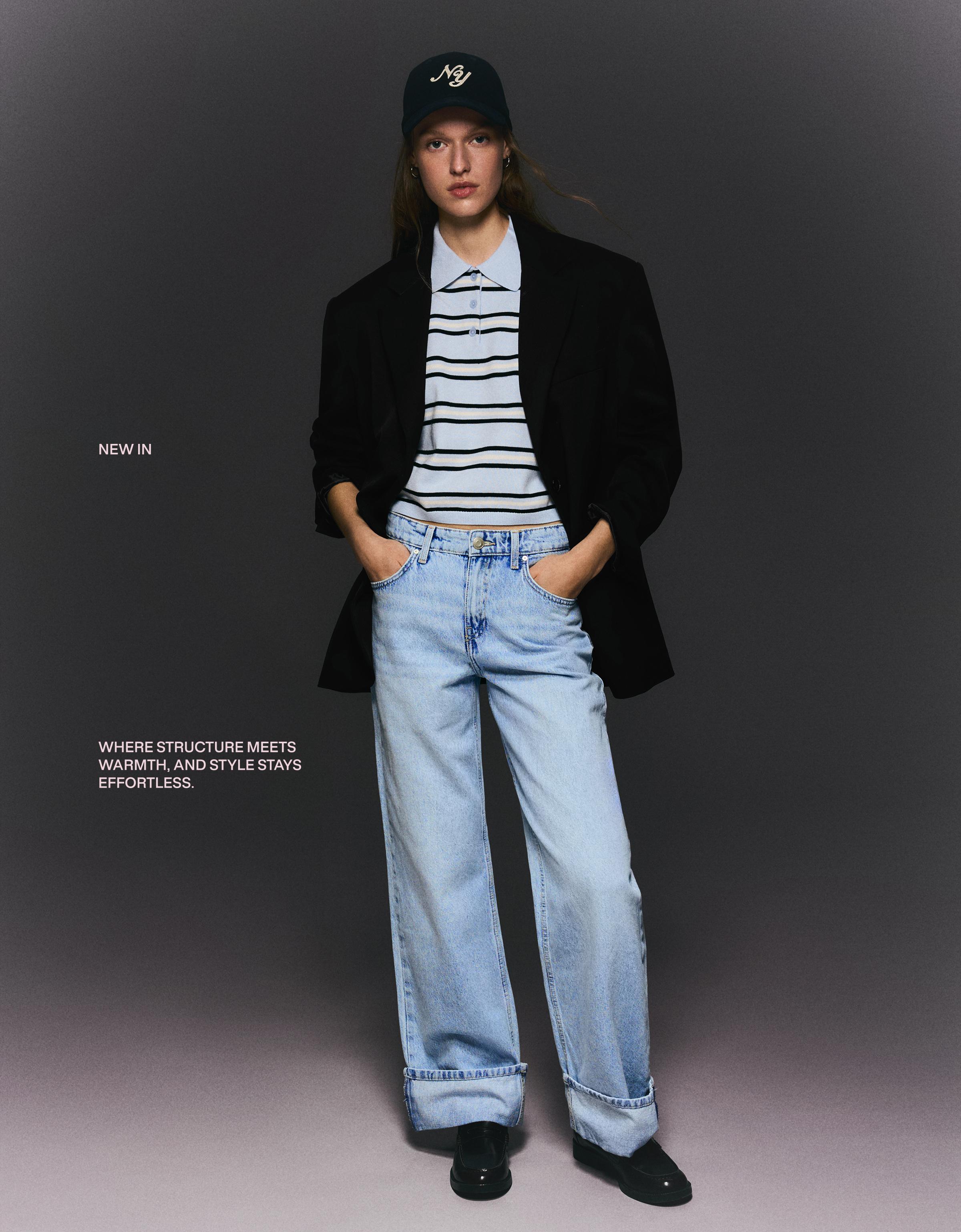 Yüksek bel straight fit geniş paça kıvrık paçalı jean - Görsel 42