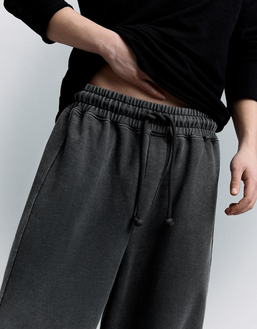 Super baggy fit pantolon-Gri