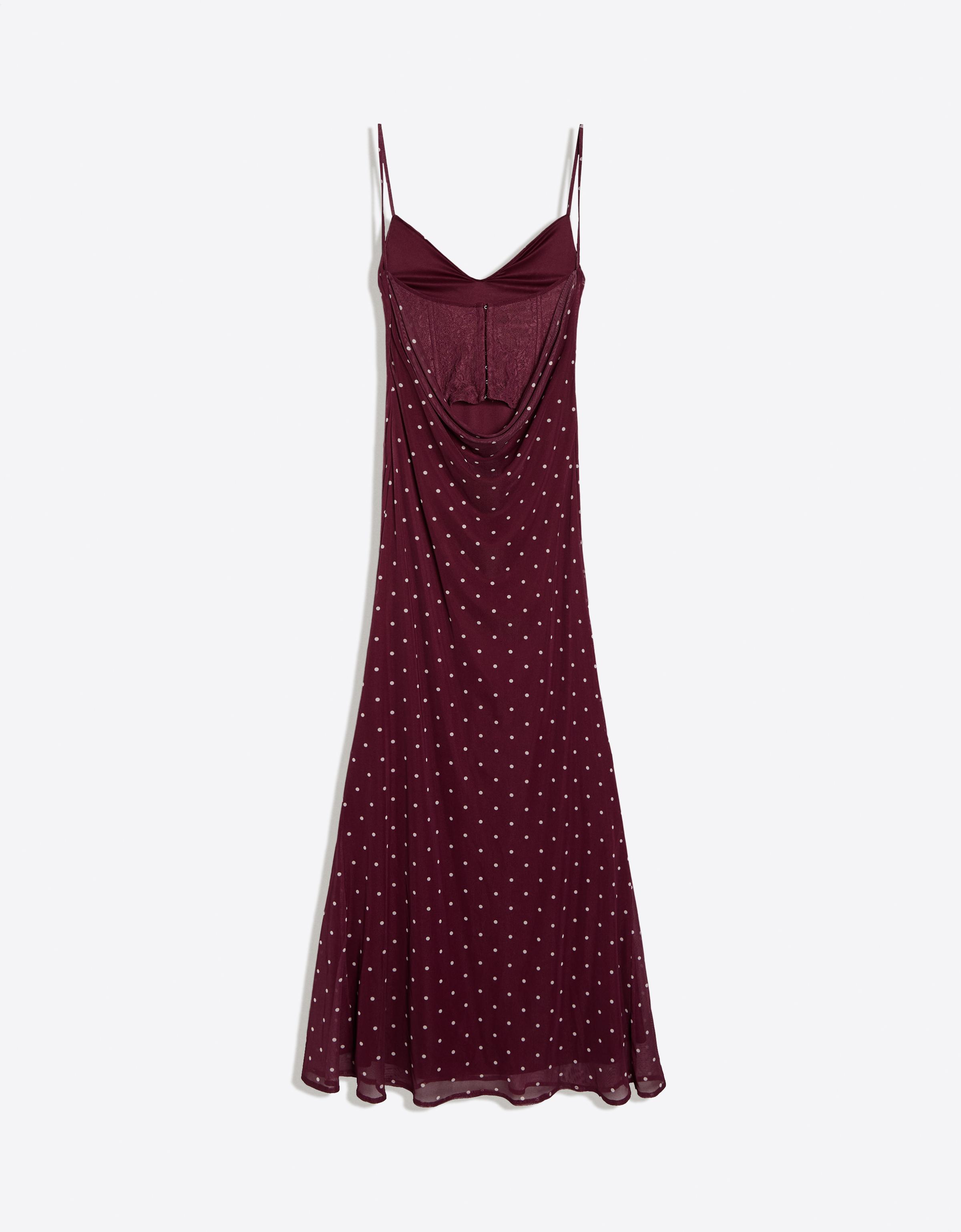 Midi dress with corset-style back and straps — Red