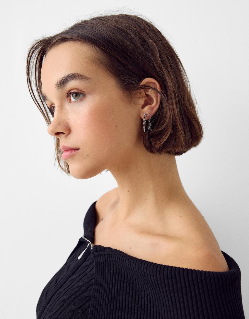 Lot 9 boucles d’oreilles style boho-Argent-3