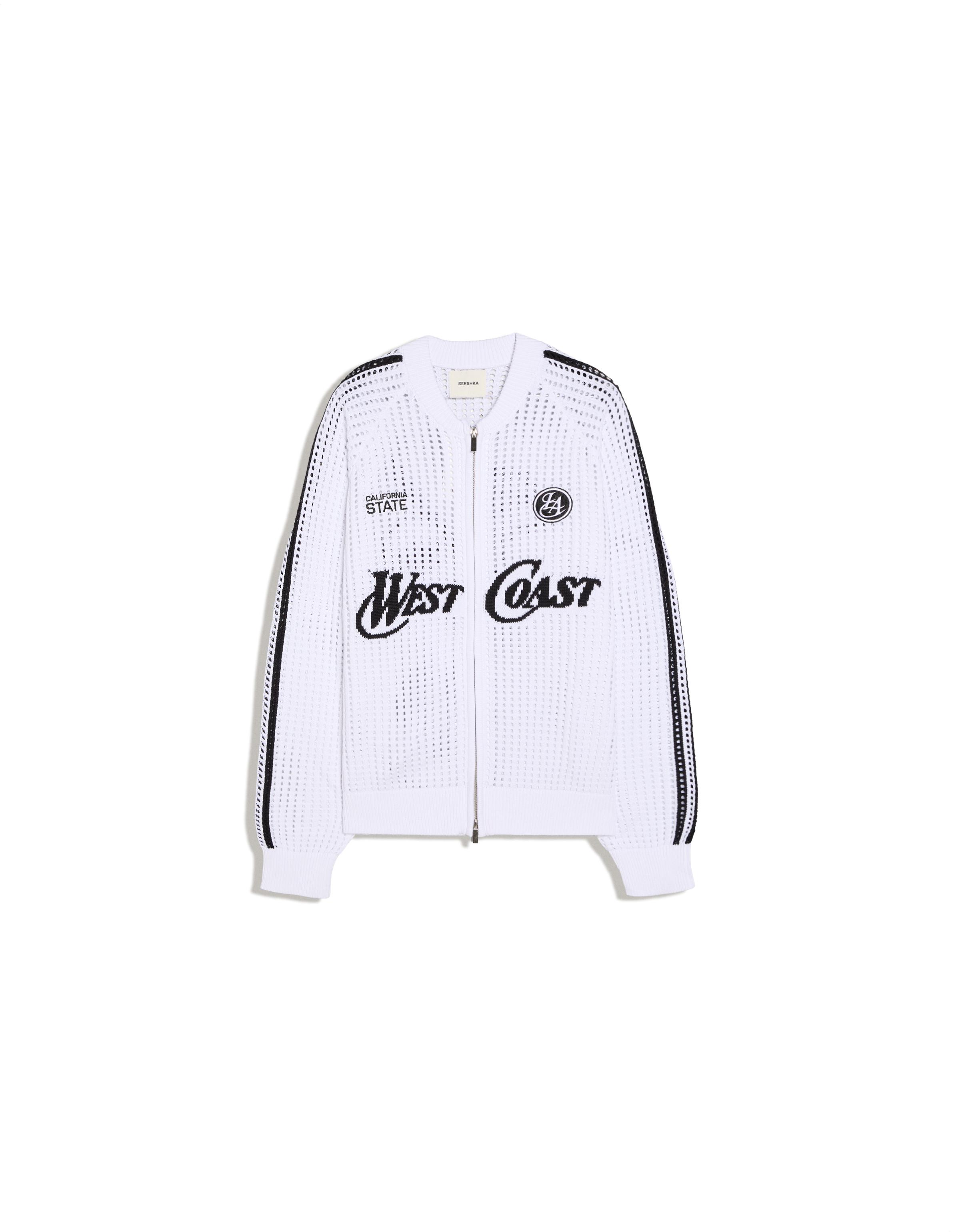 Retro mesh zip-up jacket — White