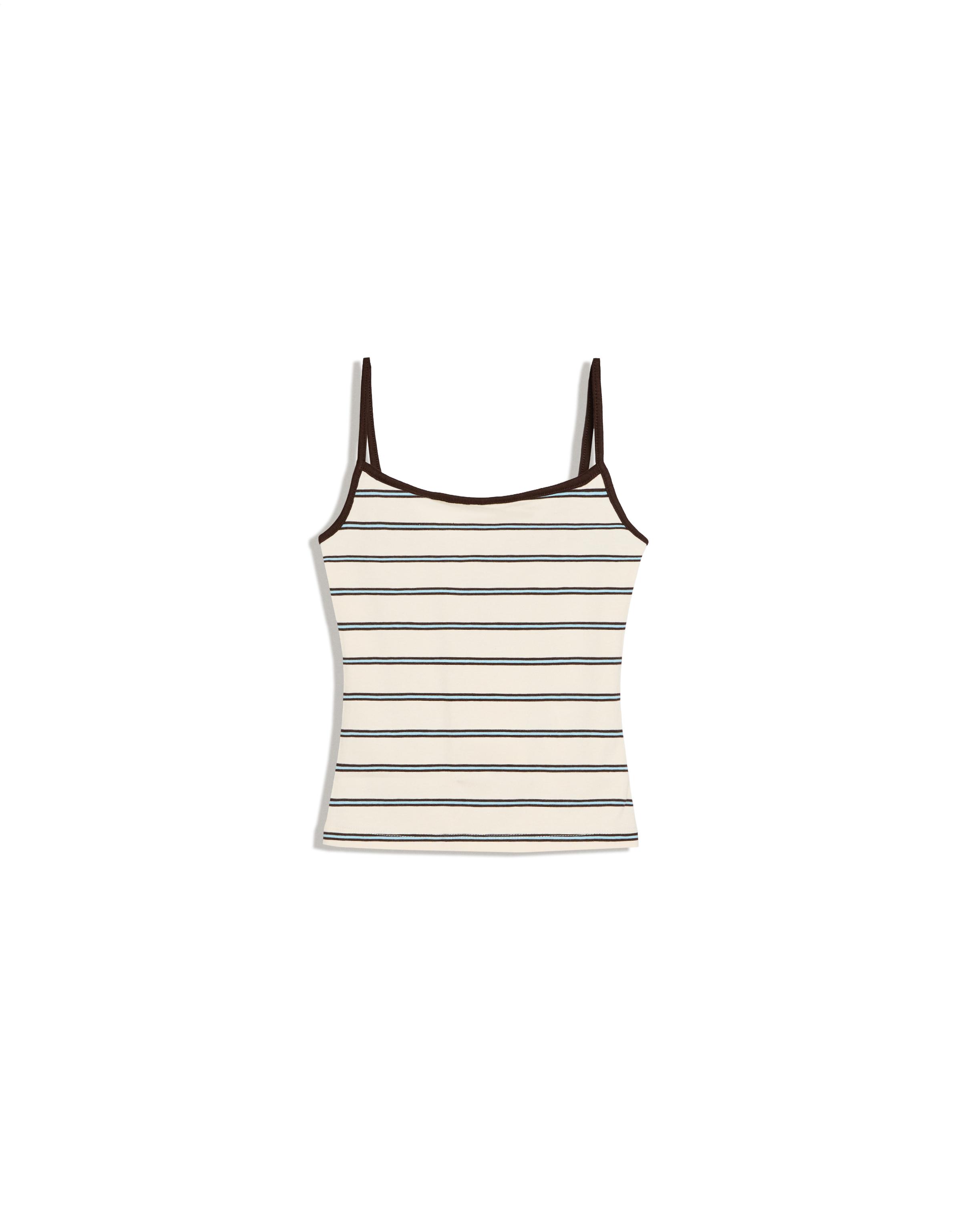 Contrast strappy top — Cream