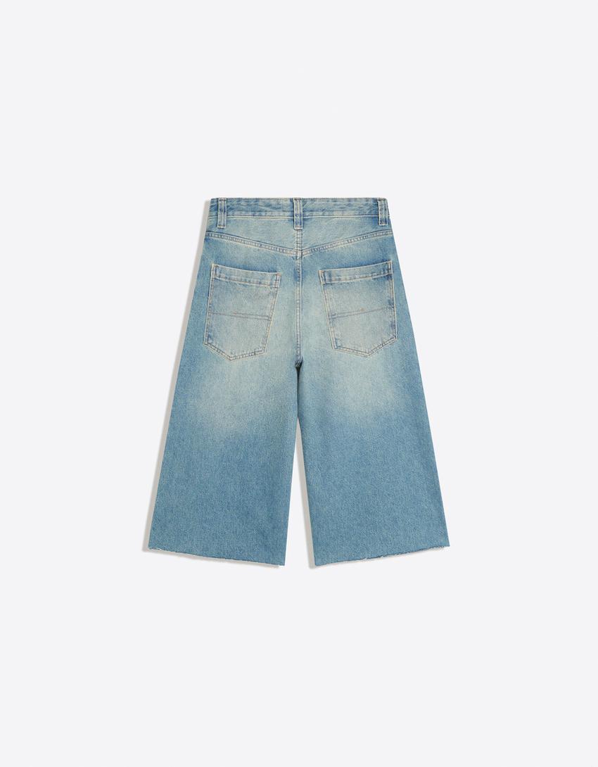 Skater-Jort-Bermudas aus Denim-Grün