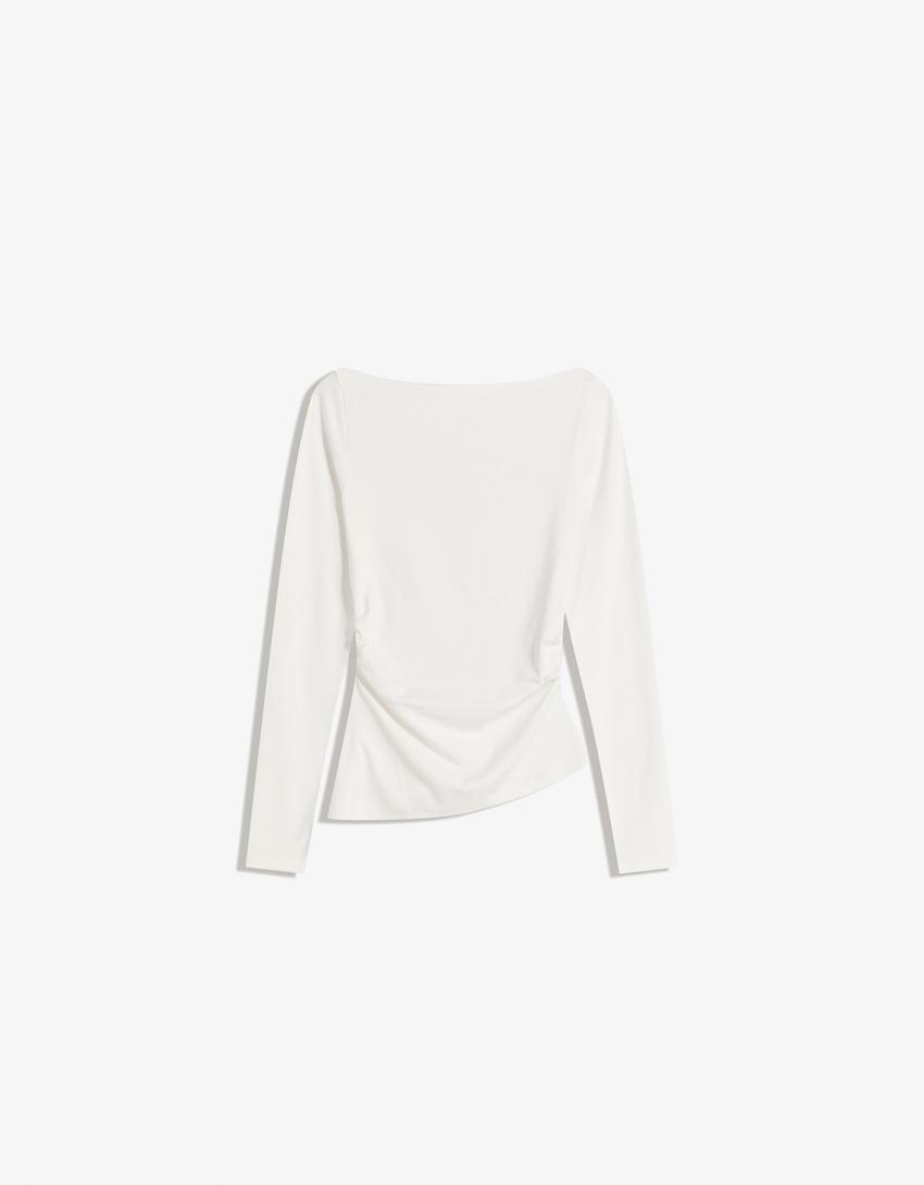 Langærmet, asymmetrisk T-shirt-Off-white-3