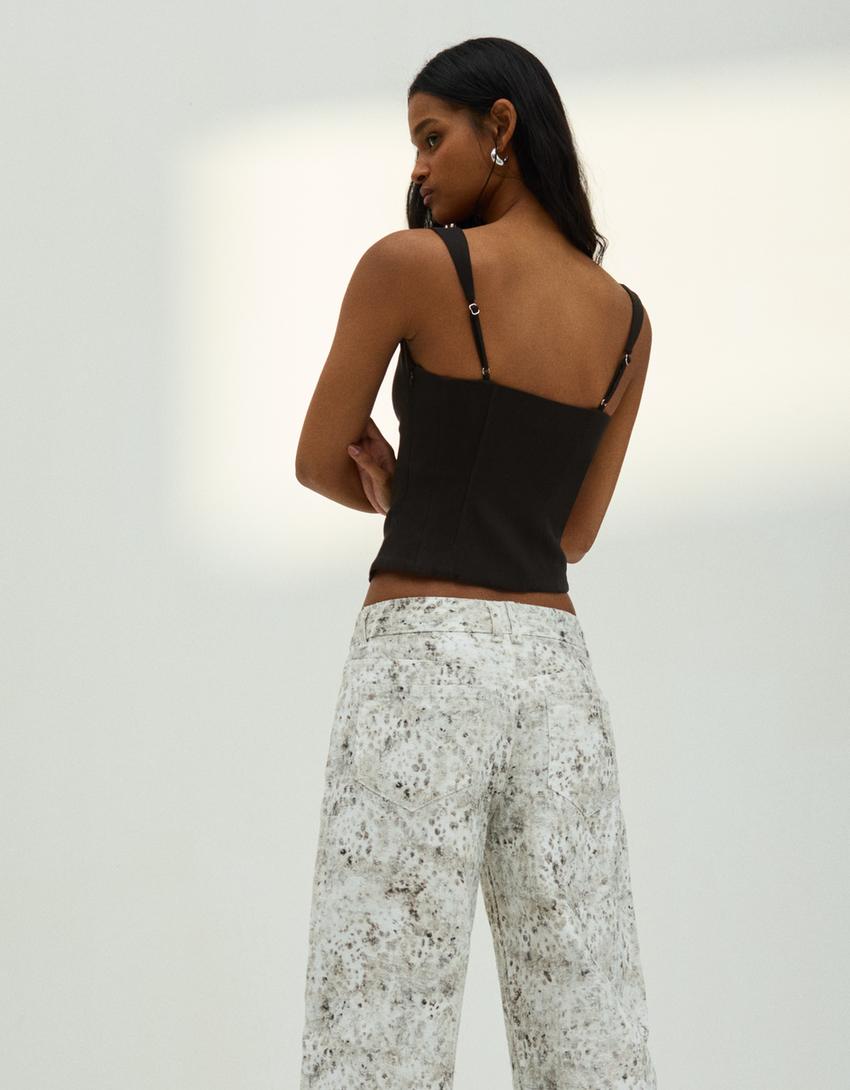 Top style boudoir en bengaline-Noir