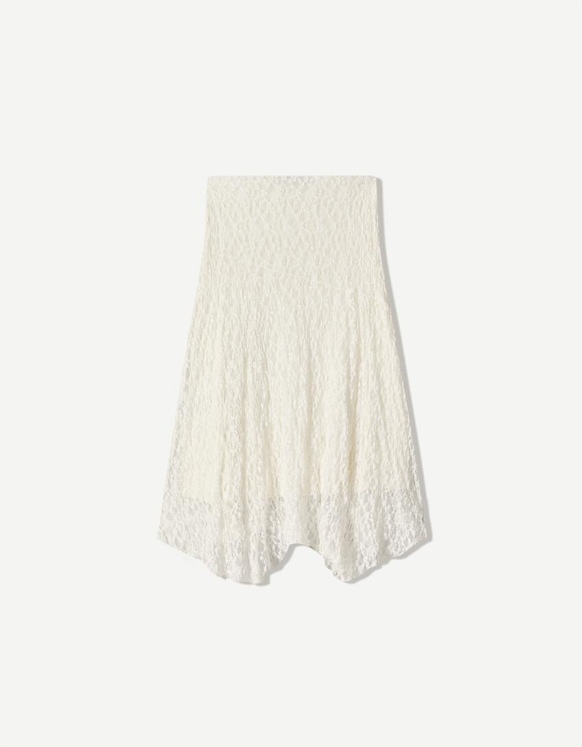 Blonde lace midi skirt-Off white