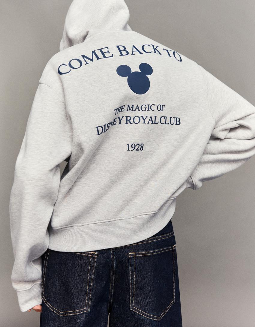 Dessuadora cremallera Disney cropped estampat-Gris