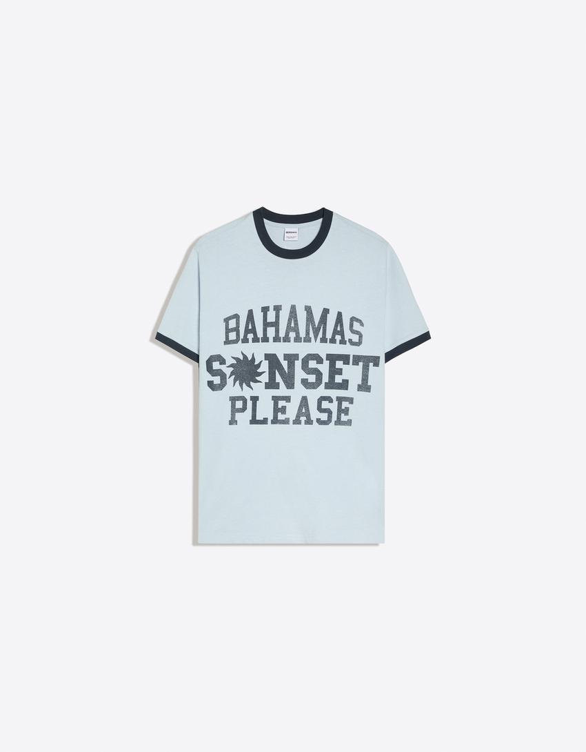 T-shirt manches courtes imprimé-Bleu