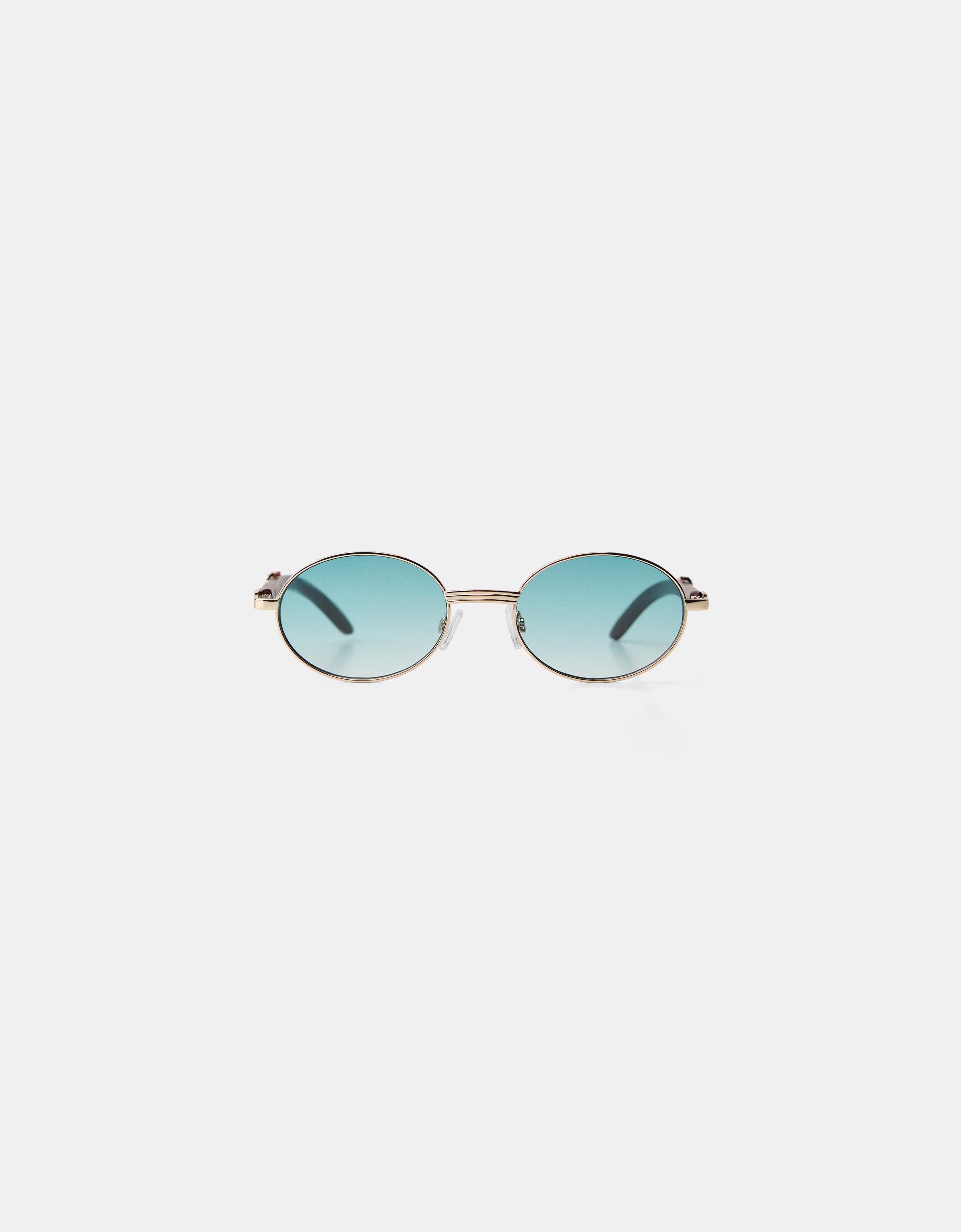 Bershka Ovale, Bunte Sonnenbrille Herren Blau