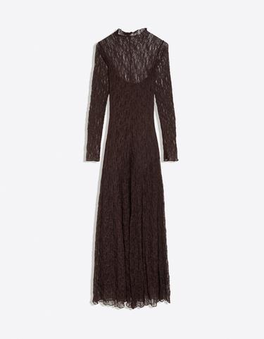 Long sleeve lace maxi dress — Brown 6