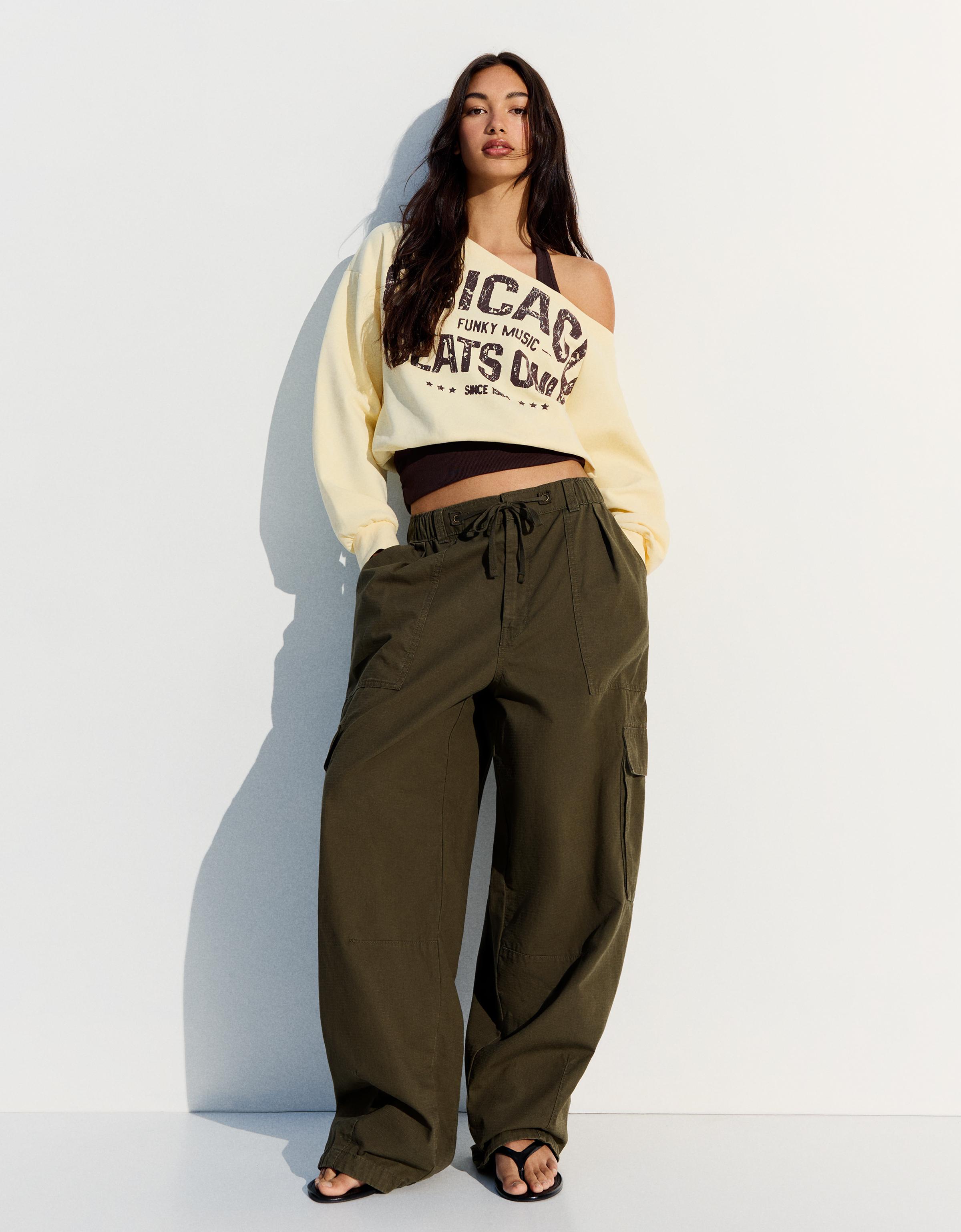 Double asymmetric neck sweatshirt — Yellow