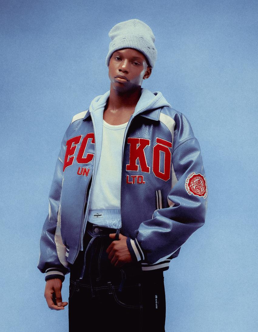 Bunda Ecko Unltd z imitace kůže-Tmavě modrá
