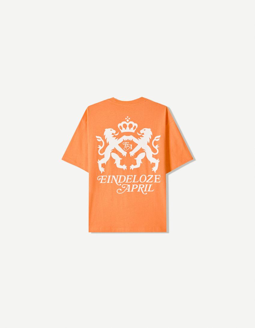 T-shirt met print en korte mouw-Oranje-5