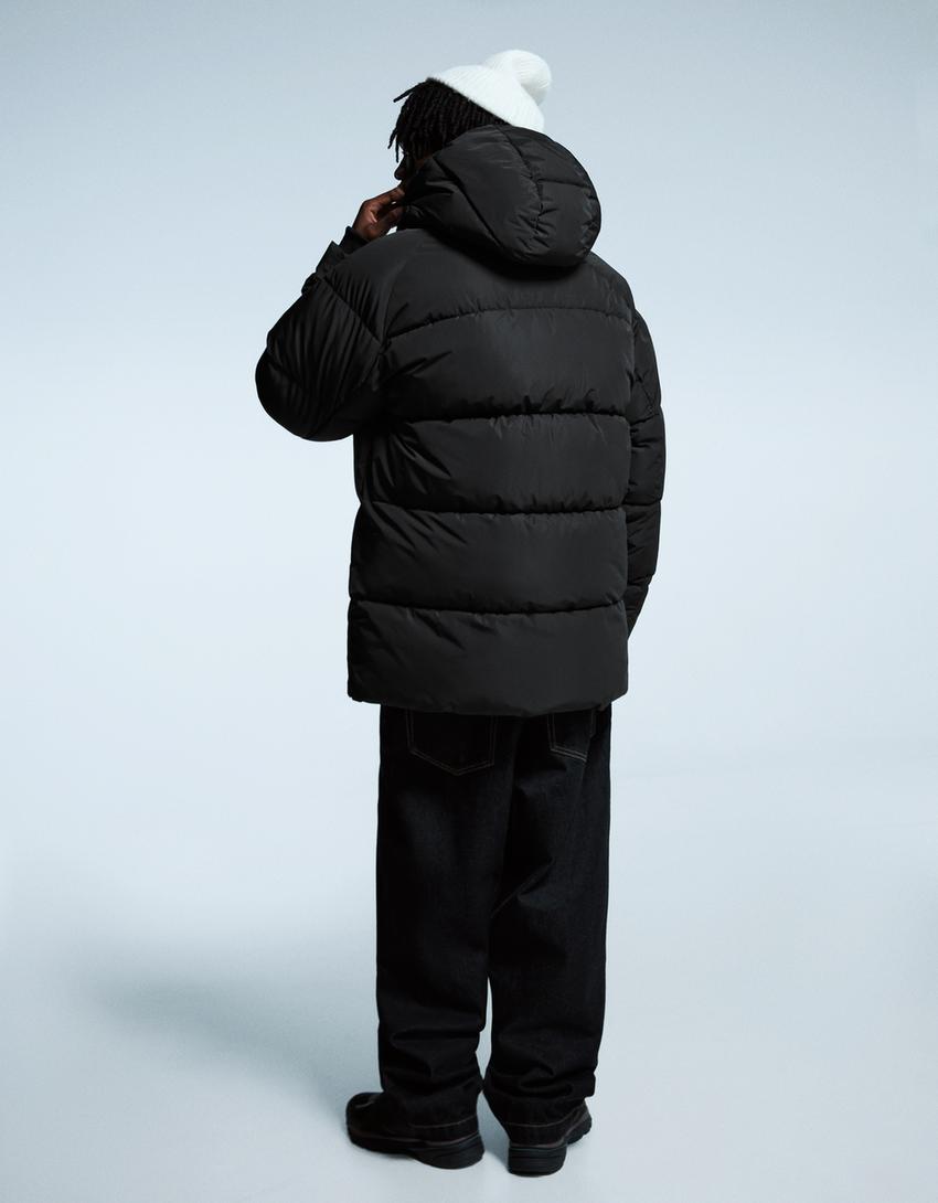 Long puffer coat-Black