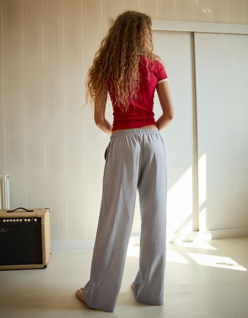 Pantalón goma cintura-Gris