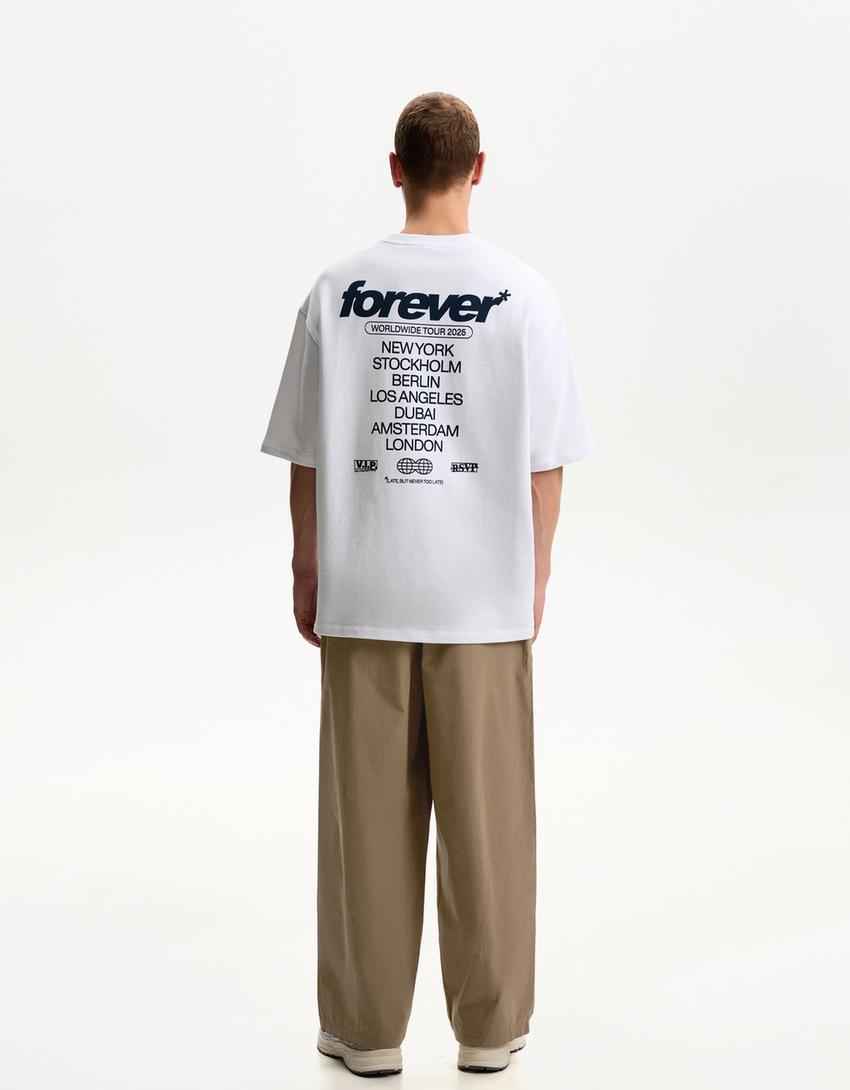 Hose aus Popelin im Super-Baggyhosen-Fit-Khaki-1