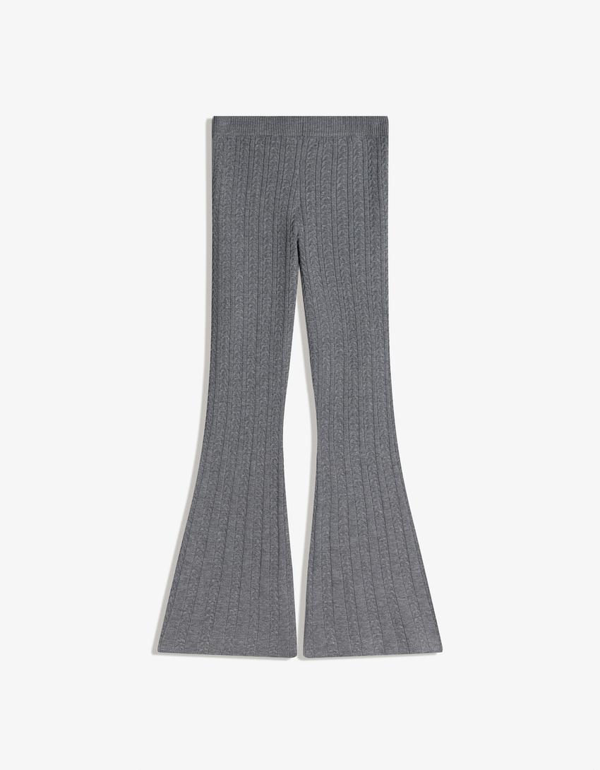 Pantalón flare trenzado-Gris