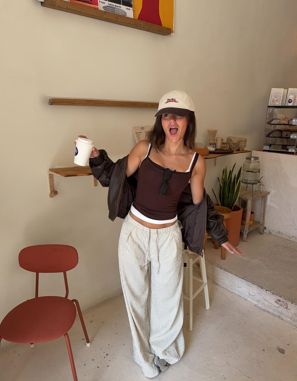 Wide-leg seersucker trousers