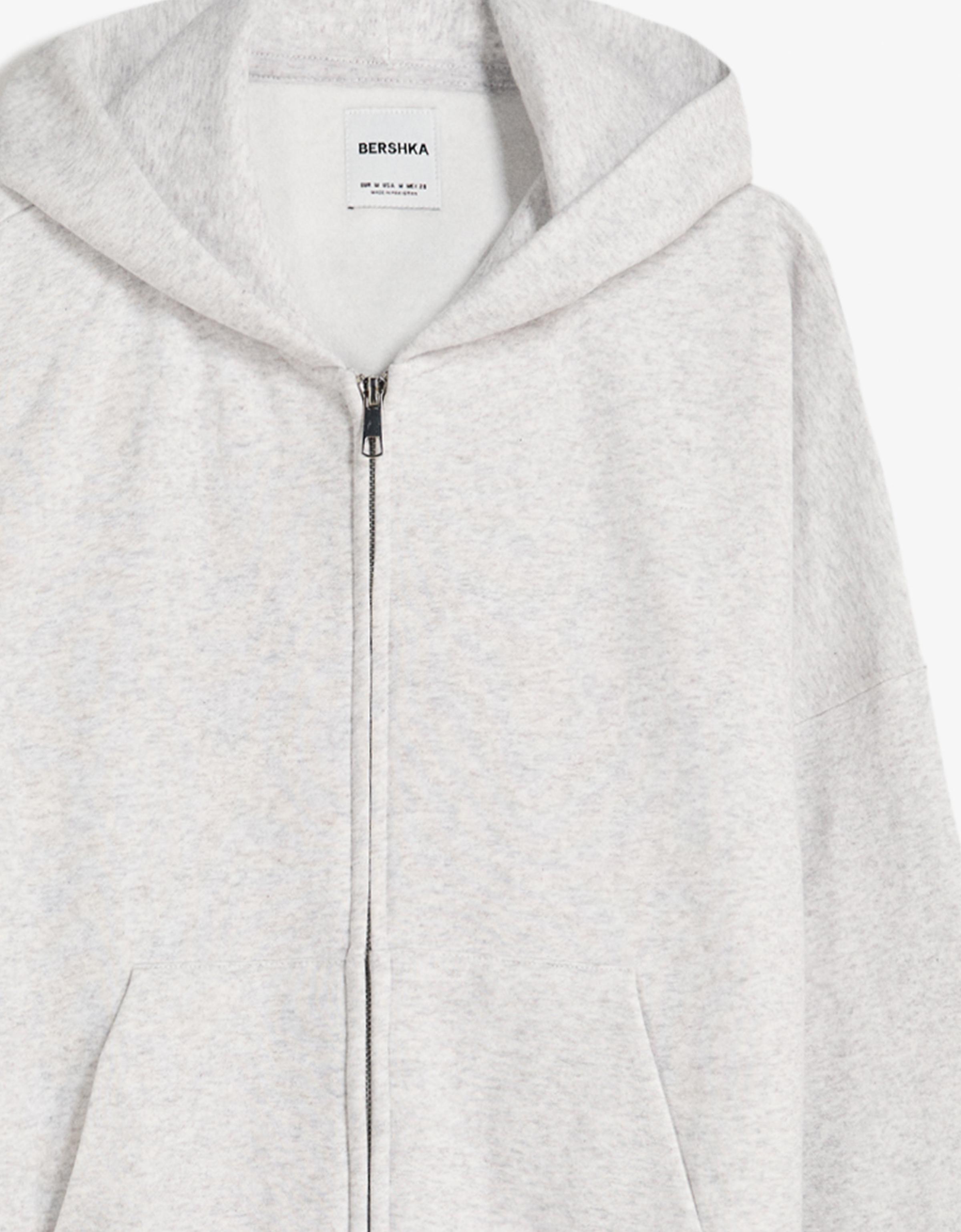 Kapüşonlu oversize fermuarlı sweatshirt - Görsel 13