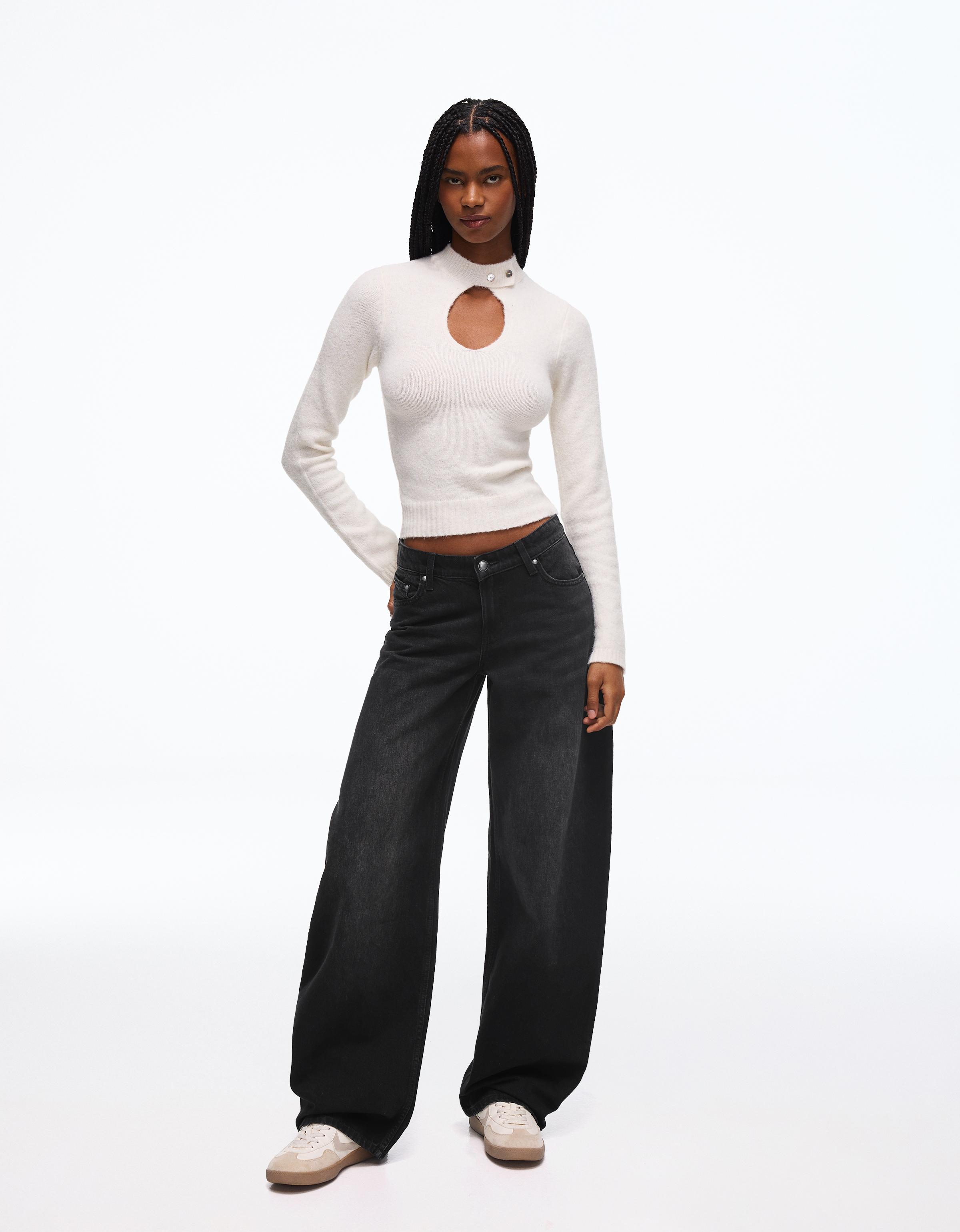High-waist barrel jeans — Black