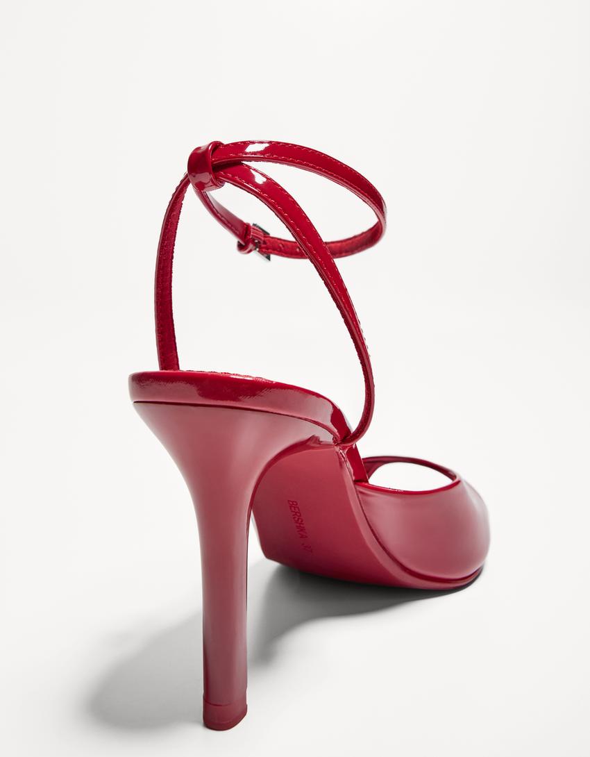 Sandales à talon fendu avec bracelet-Rouge-1