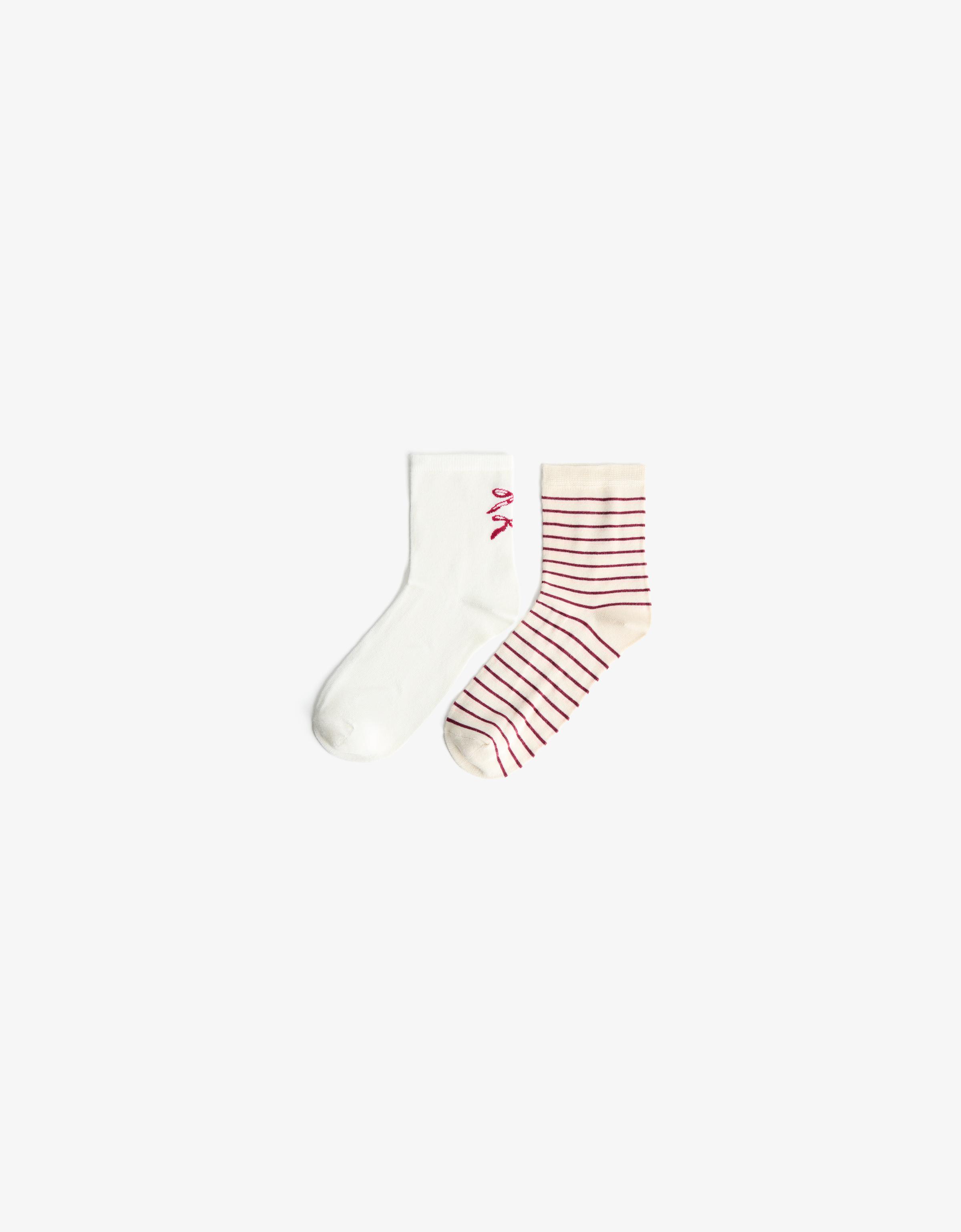 Bershka 2er-Pack Socken Mit Schleifen Damen M Granatrot