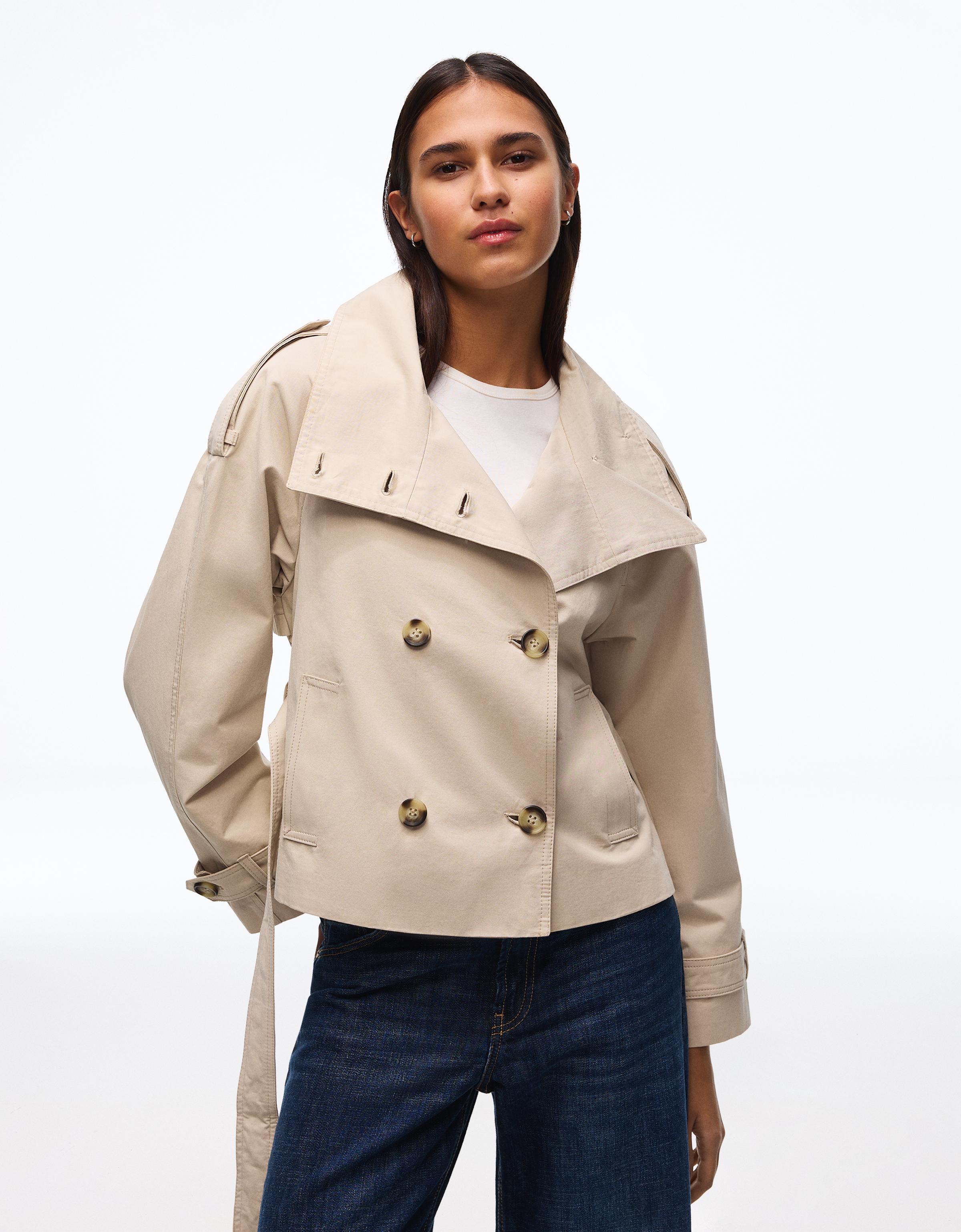 Funnel neck trench jacket — Sand